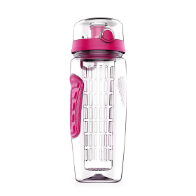 Fruit Infuser Water Bottle 32OZ Juice Shaker Sport (Color: Pink)