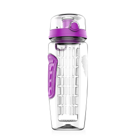 Fruit Infuser Water Bottle 32OZ Juice Shaker Sport (Color: Purple)