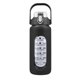 64Oz Glass Water Bottle (Color: Black)