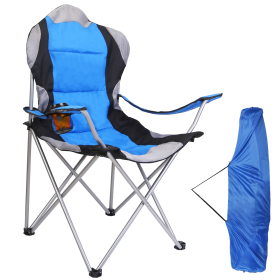 Foldable Camping Chair Heavy Duty Steel Lawn Chair (Color: Blue)