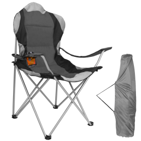 Foldable Camping Chair Heavy Duty Steel Lawn Chair (Color: Grey)