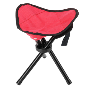 Folding Tripod Stool Outdoor Foldable Travel Chair (Color: Red)