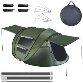 5-8 Person Pop Up Tent Automatic Setup Camping Tent (Color: Green)