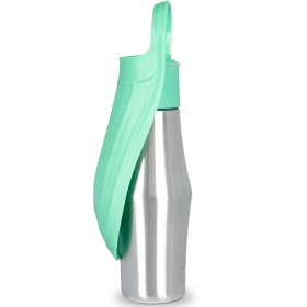 25OZ Portable Dog Water Bottle Foldable Stainless Steel Water Dispenser (Color: Green)